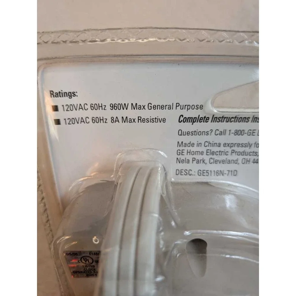 GE Easy Reach 24 Hour Plug-In Timer Model GE5116N For Lamps Appliances